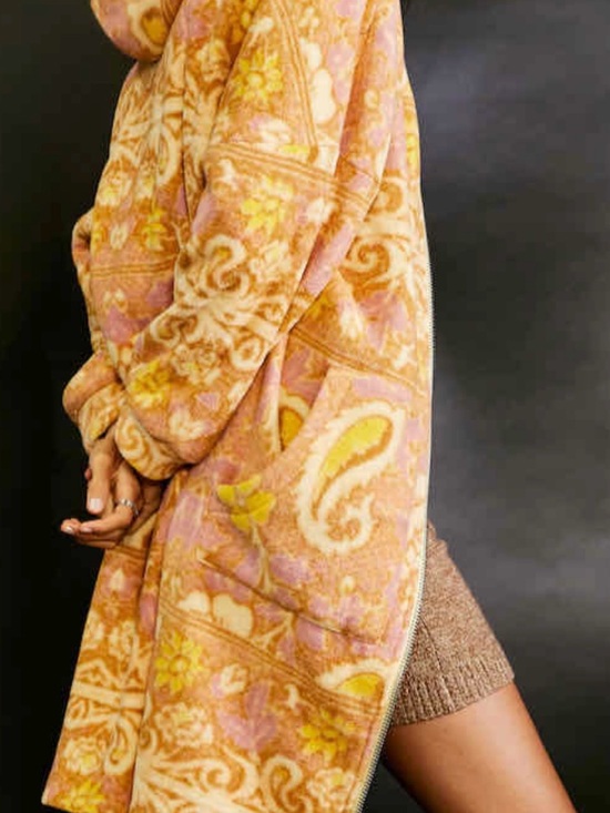 Free People Jackets & Blazers - Free People cozy printed blanket coat in yellow motive sunset combo XL